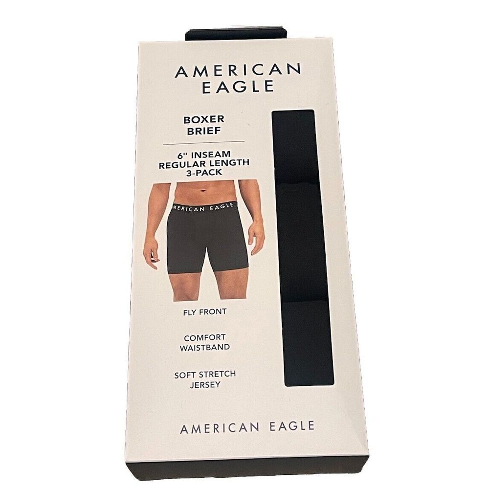American Eagle Boxer Briefs Mens Small Black Flex 3 Pack‎